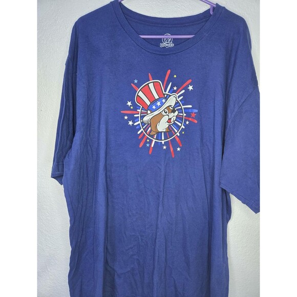 Buc-ee's Shirt Mens 3XL Blue Land of the Free Beaver Patriotic USA Graphic Tee - Picture 1 of 7